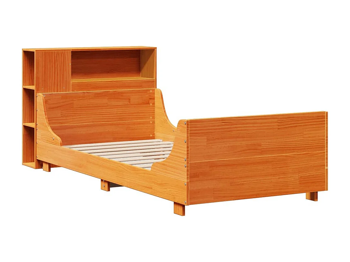 Cama sin colchón madera maciza de pino marrón cera 100x200 cm