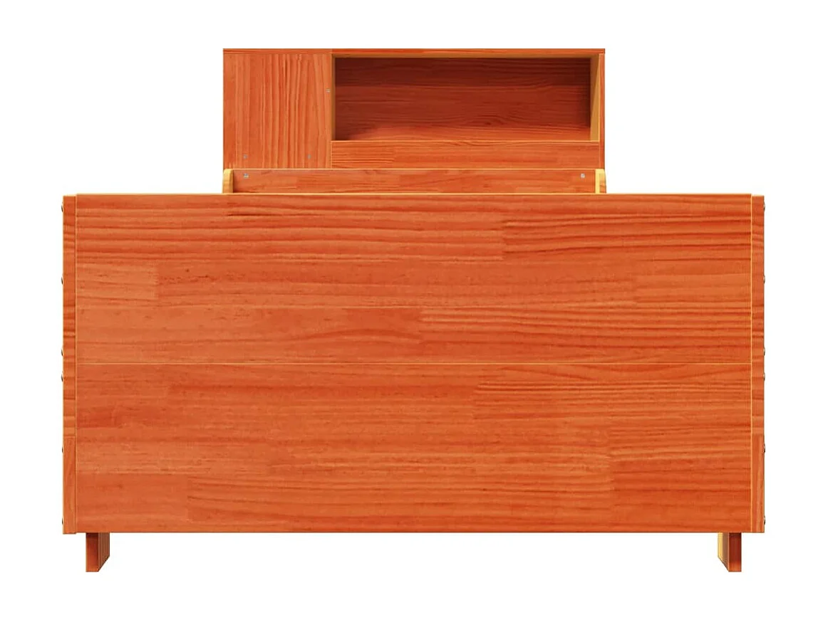 Cama sin colchón madera maciza de pino marrón cera 100x200 cm