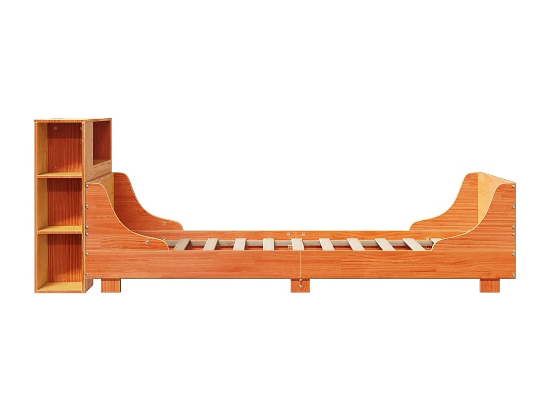 Cama sin colchón madera maciza de pino marrón cera 100x200 cm