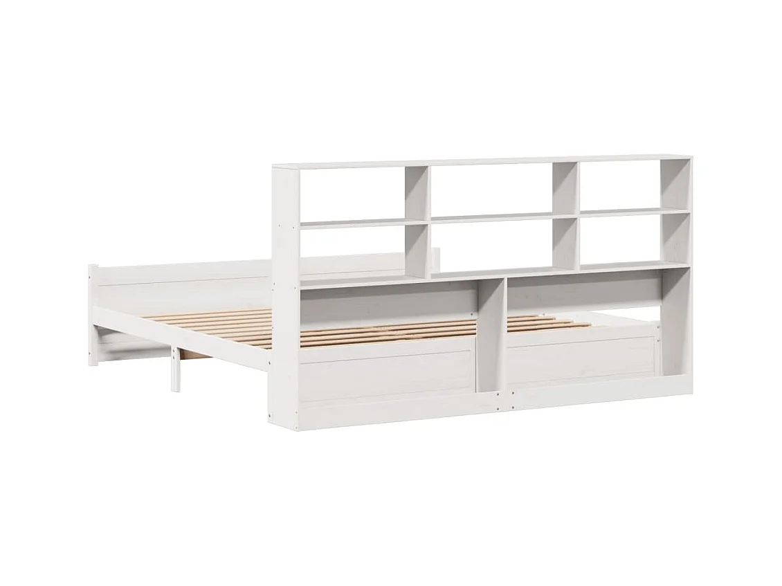 Lit bibliothèque sans matelas blanc 180x200 cm bois pin massif