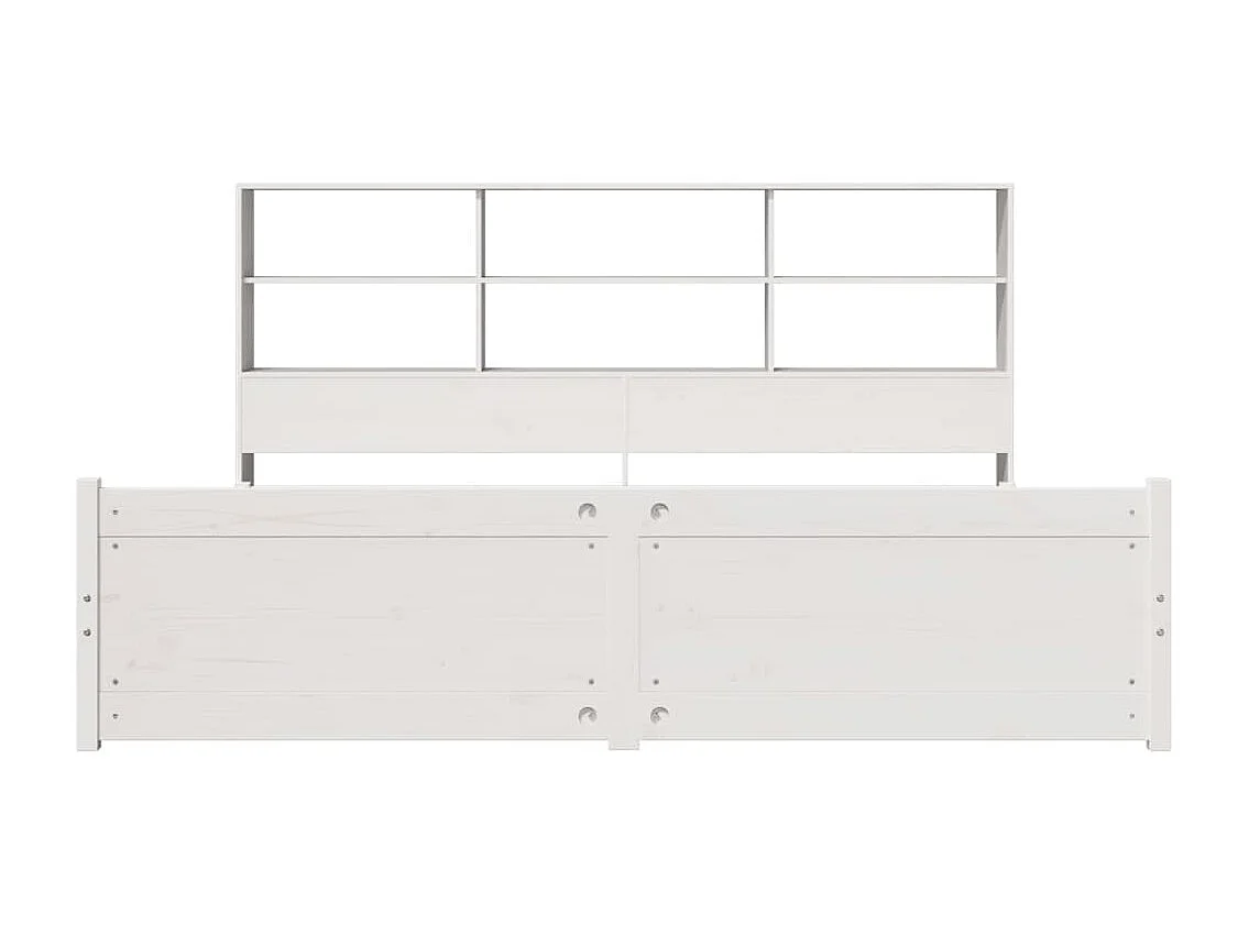 Cama con estantería sin colchón madera maciza blanca 180x200 cm