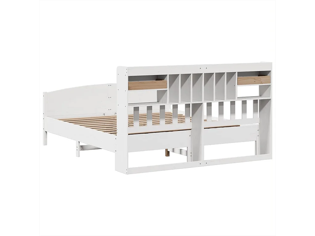 Lit bibliothèque sans matelas blanc 180x200 cm bois pin massif