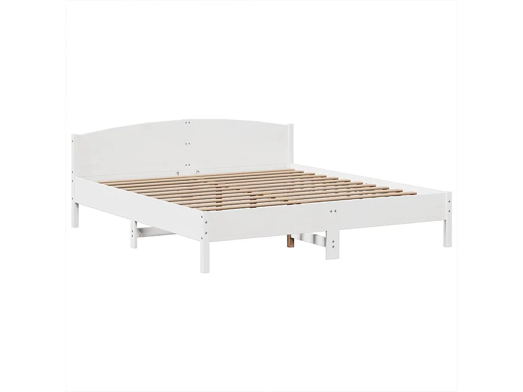 Cama con estantería sin colchón madera maciza blanca 180x200 cm