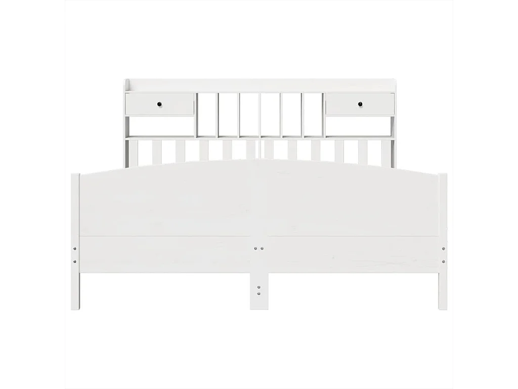 Cama com estante sem colchão 180x200 cm pinho maciço branco