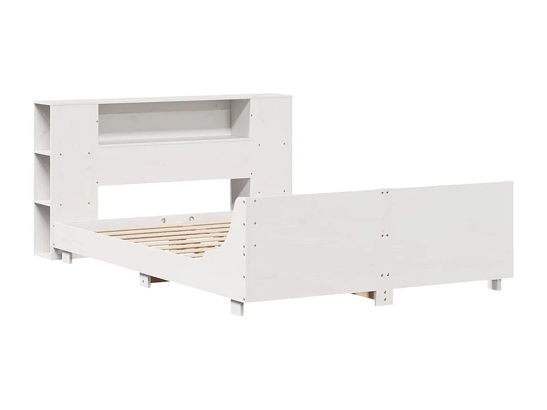 Cama sem colchão 140x190 cm madeira de pinho maciça branco
