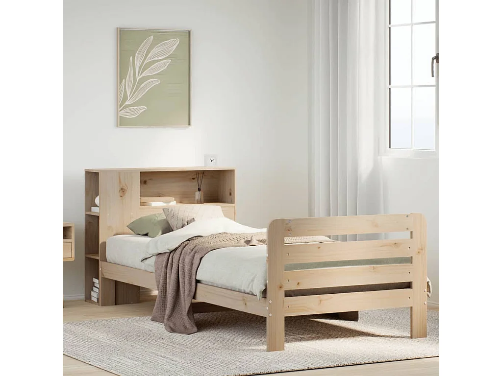 Estructura de cama sin colchón madera maciza de pino 90x200 cm