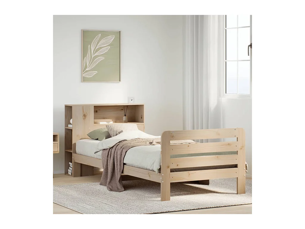 Estructura de cama sin colchón madera maciza de pino 90x200 cm