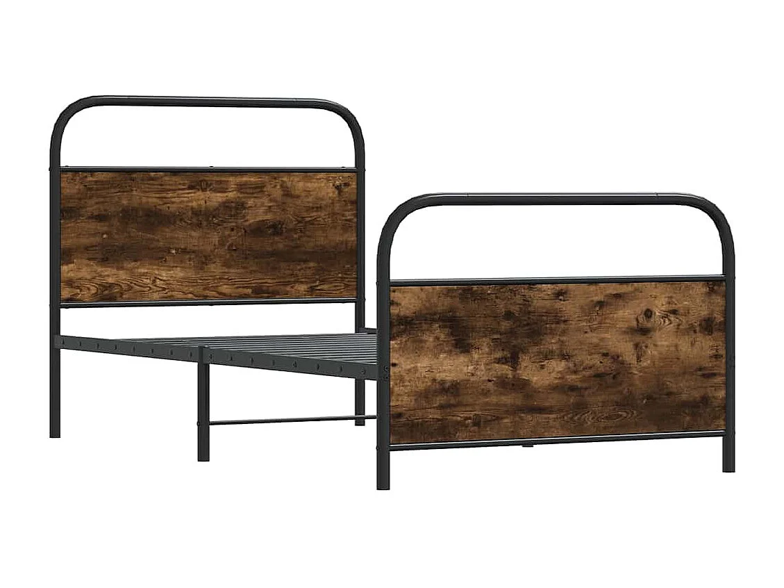 Cadre de lit sans matelas 90x200cm chêne fumé bois d'ingénierie