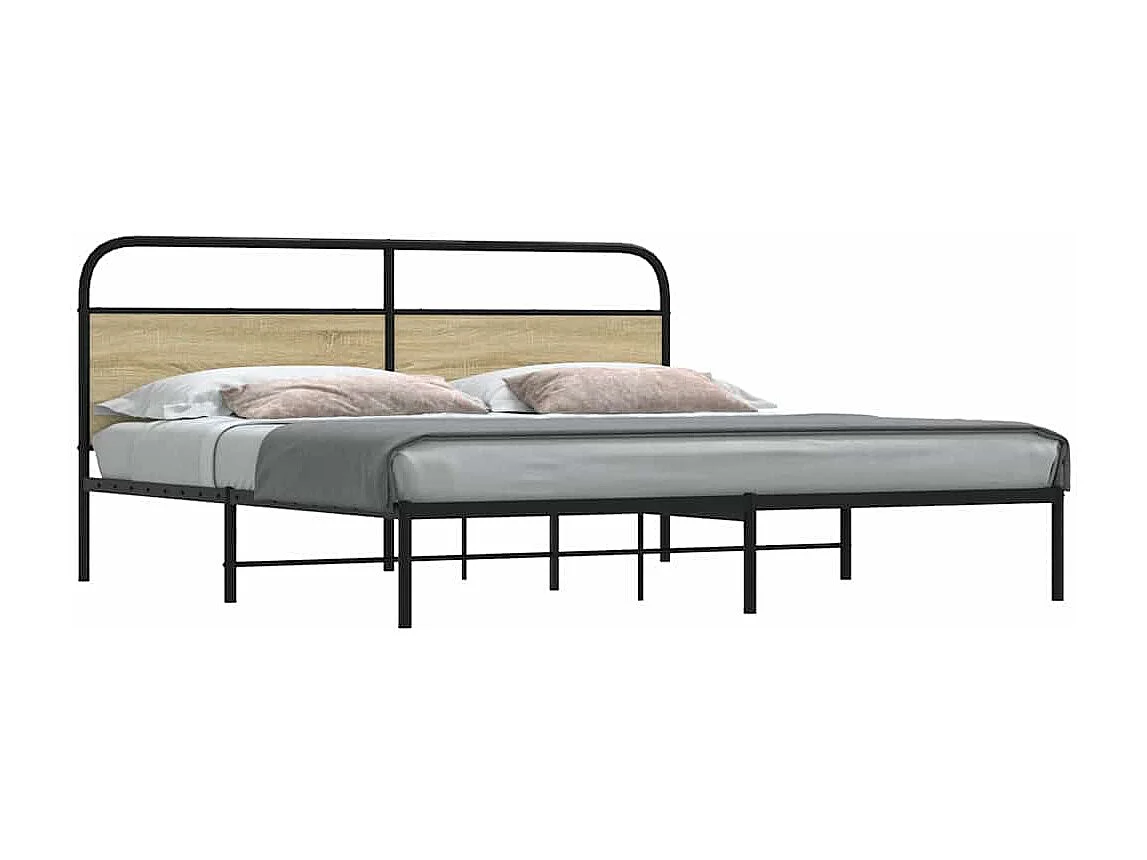 Estructura de cama sin colchón metal roble Sonoma 200x200 cm