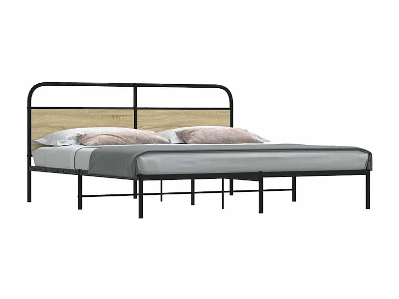 Estructura de cama sin colchón metal roble Sonoma 200x200 cm