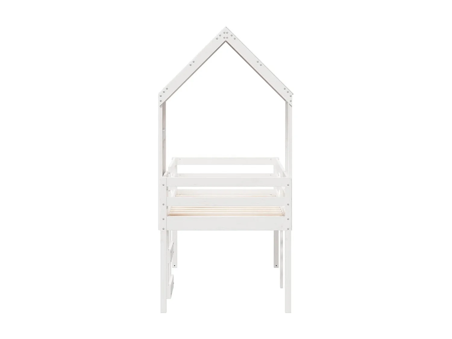 Cama alta con techo madera maciza de pino blanco 80x200 cm