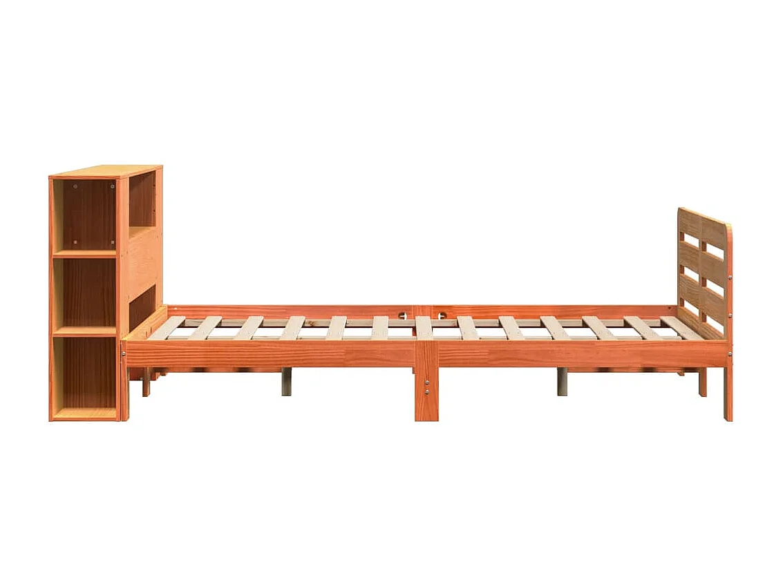 Cadre de lit sans matelas cire marron 120x190cm bois pin massif