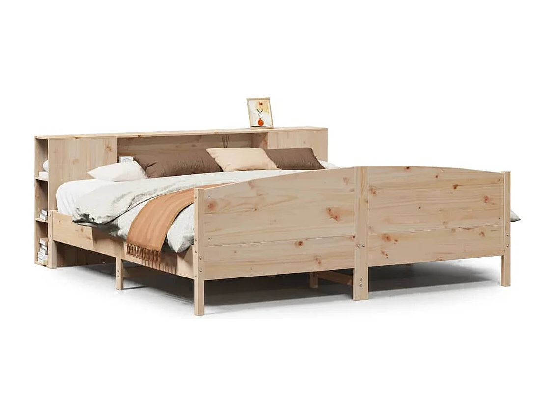 Lit bibliothèque sans matelas 180x200 cm bois massif de pin