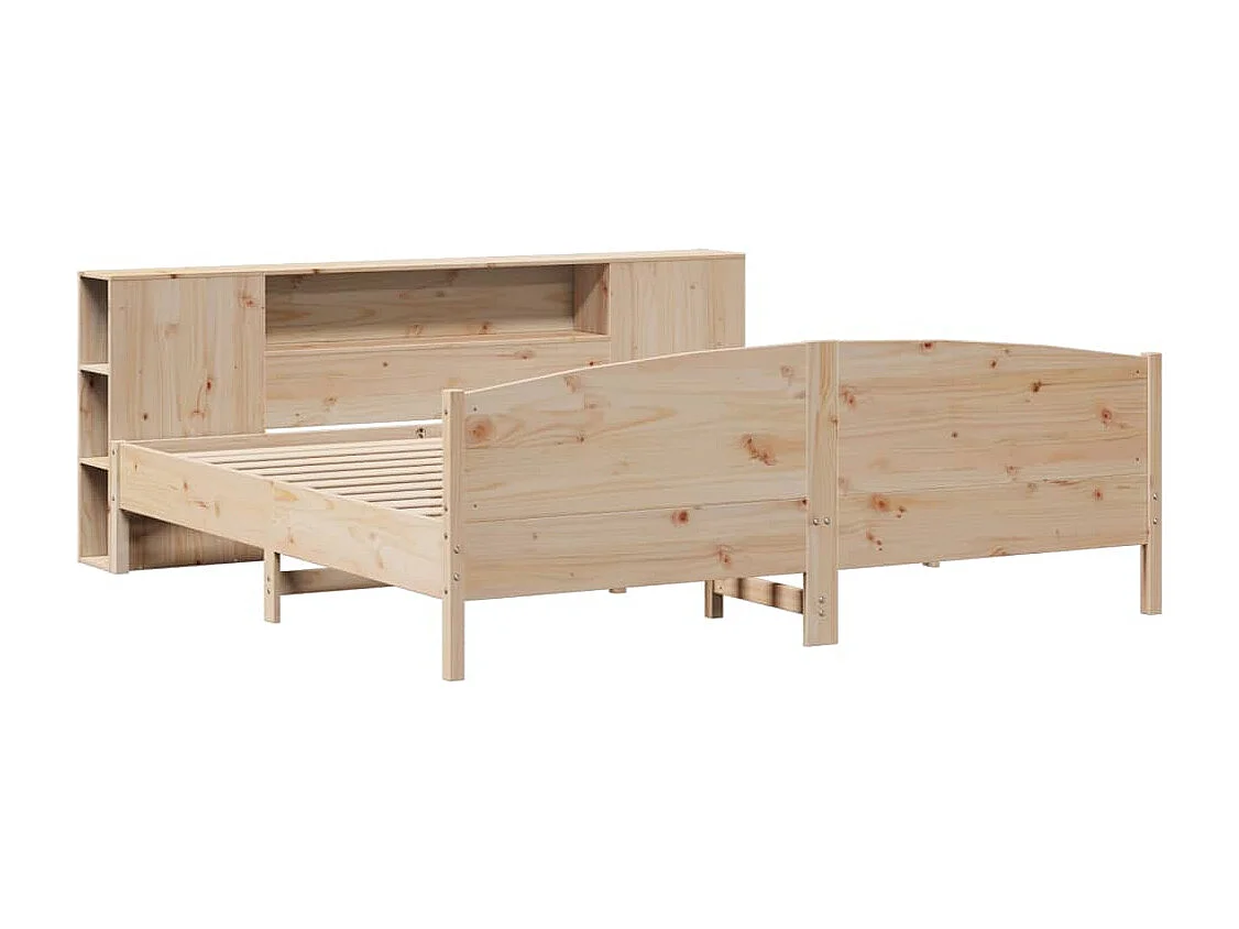 Lit bibliothèque sans matelas 180x200 cm bois massif de pin