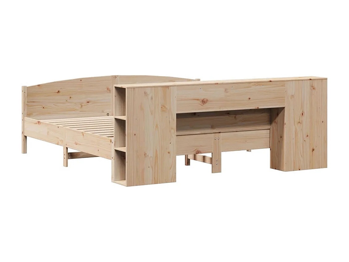 Lit bibliothèque sans matelas 180x200 cm bois massif de pin