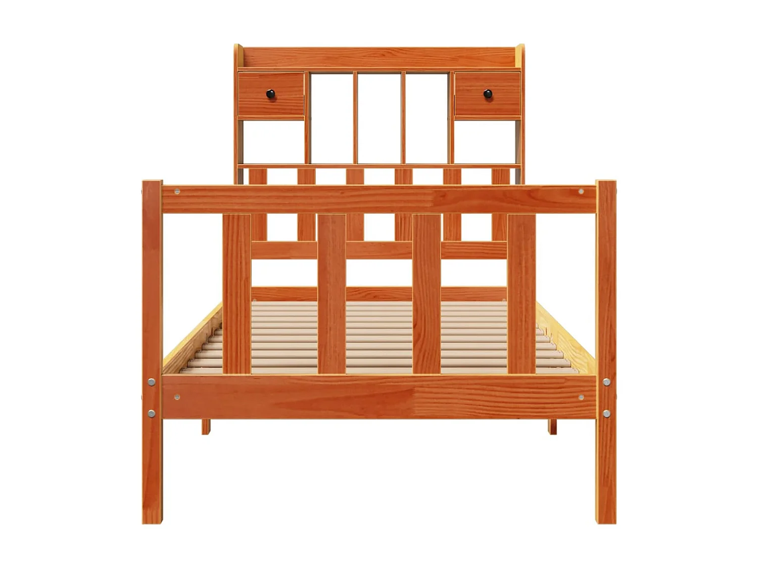 Cama con estantería sin colchón madera maciza marrón 100x200 cm
