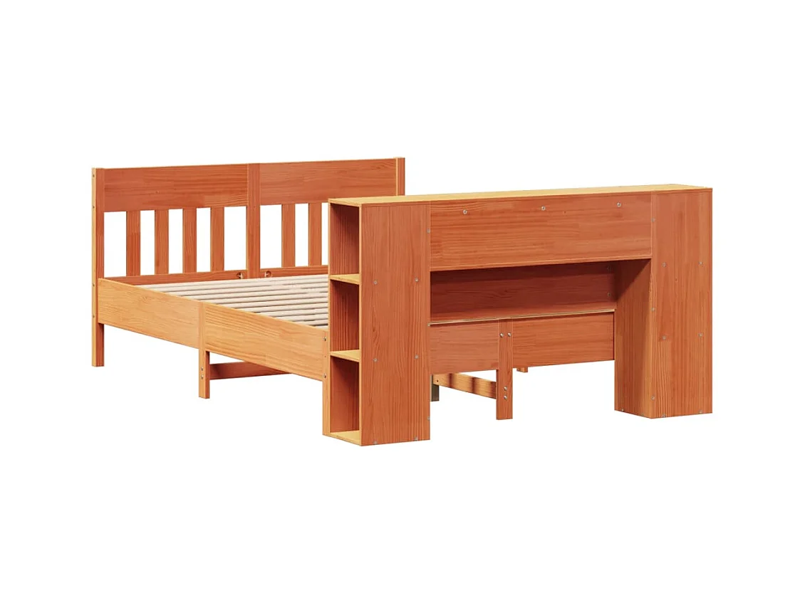 Cama com estante sem colchão 140x190 cm pinho maciço