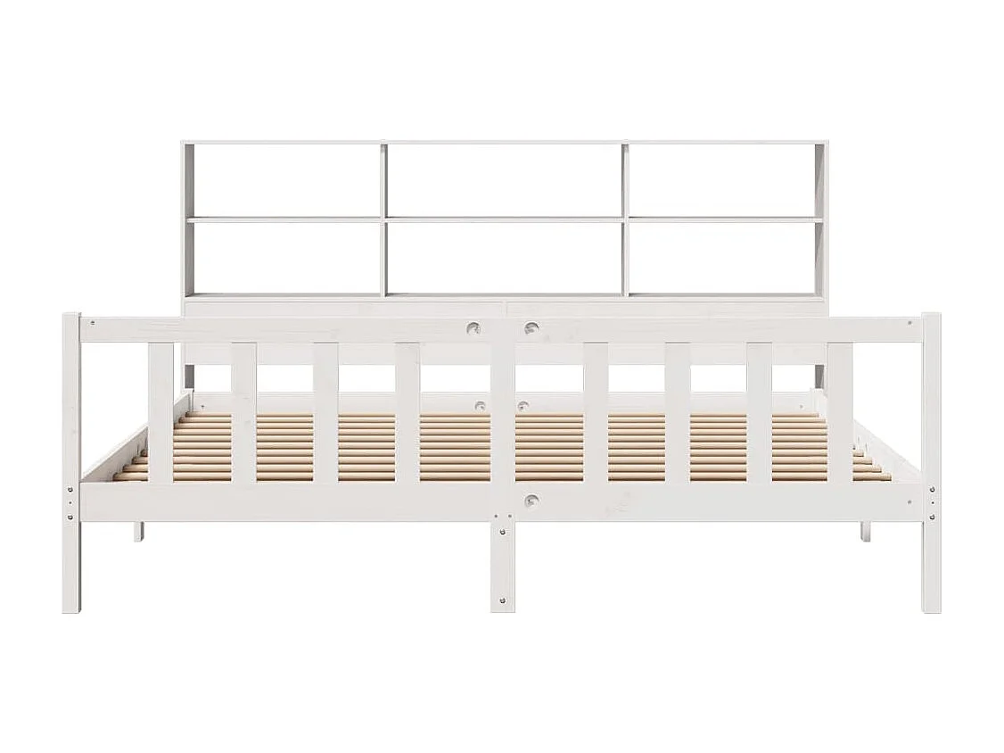 Cama con estantería sin colchón madera maciza blanca 180x200 cm