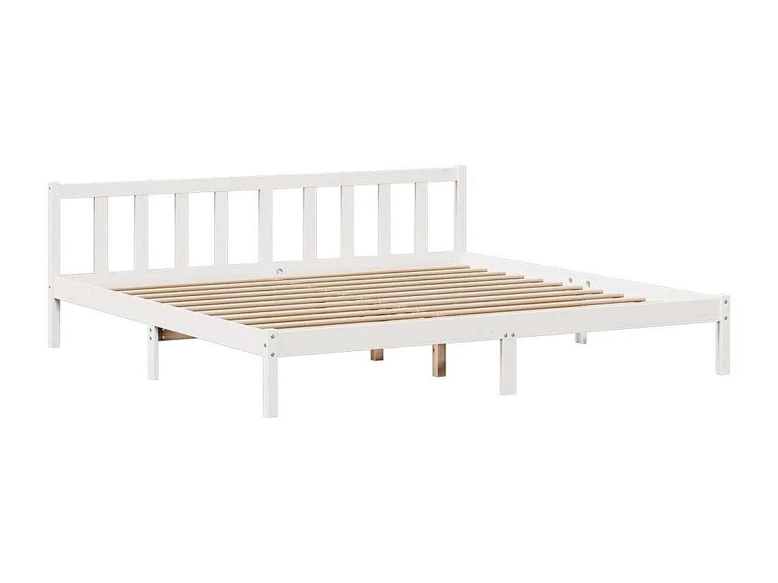 Cama con estantería sin colchón madera maciza blanca 180x200 cm