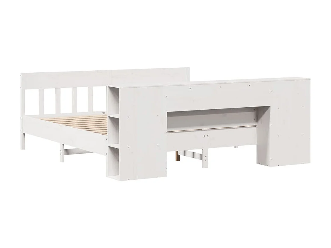 Cama com estante sem colchão 200x200 cm pinho maciço branco
