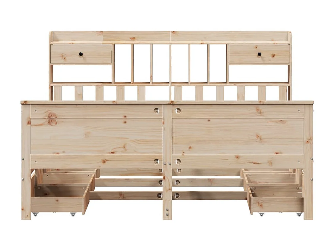 Cama con estantería sin colchón madera maciza de pino 180x200cm