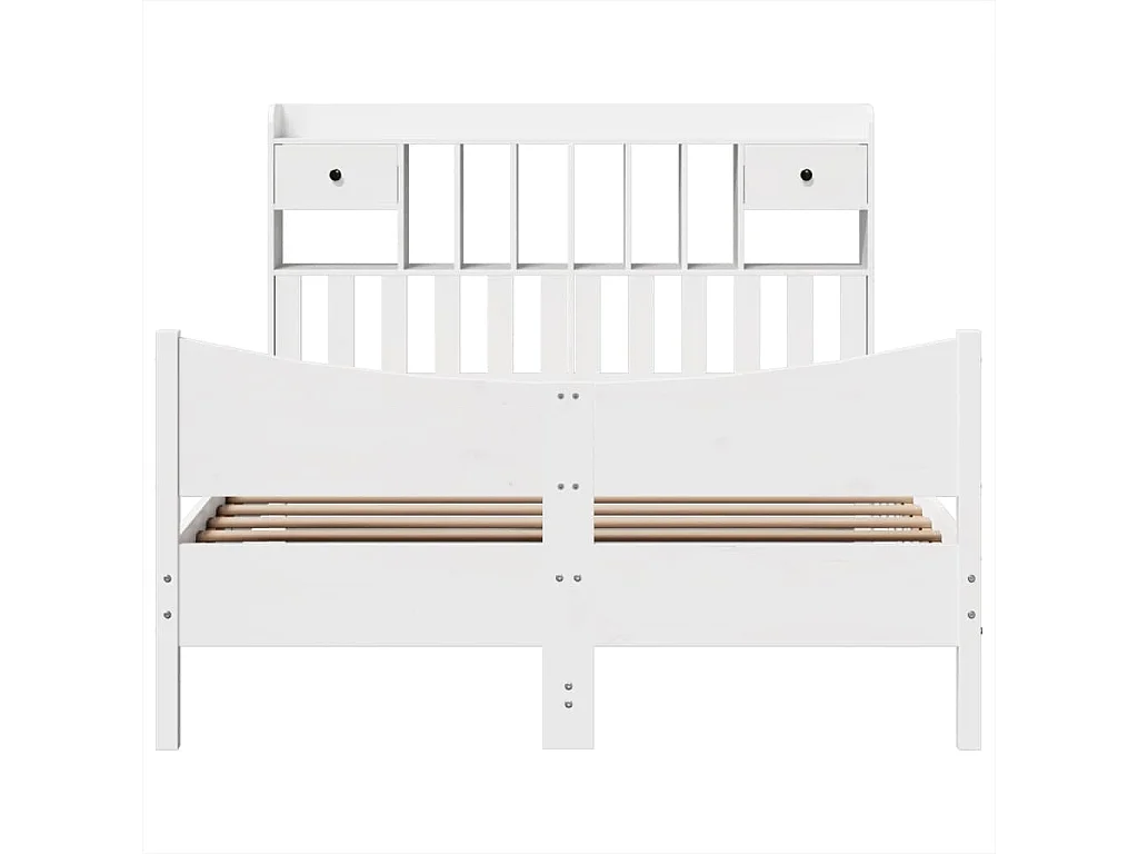 Cadre de lit sans matelas blanc 150x200 cm bois de pin massif