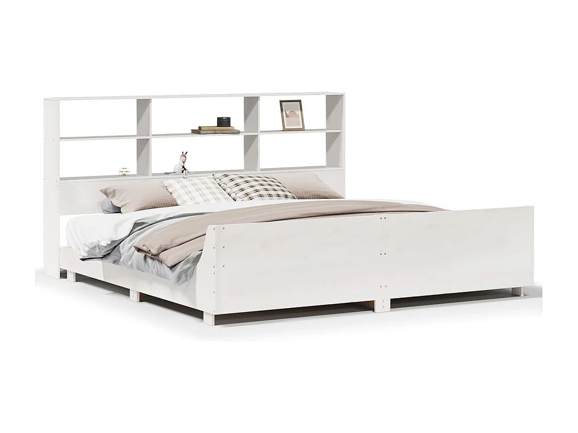 Cadre de lit sans matelas blanc 180x200 cm bois massif de pin