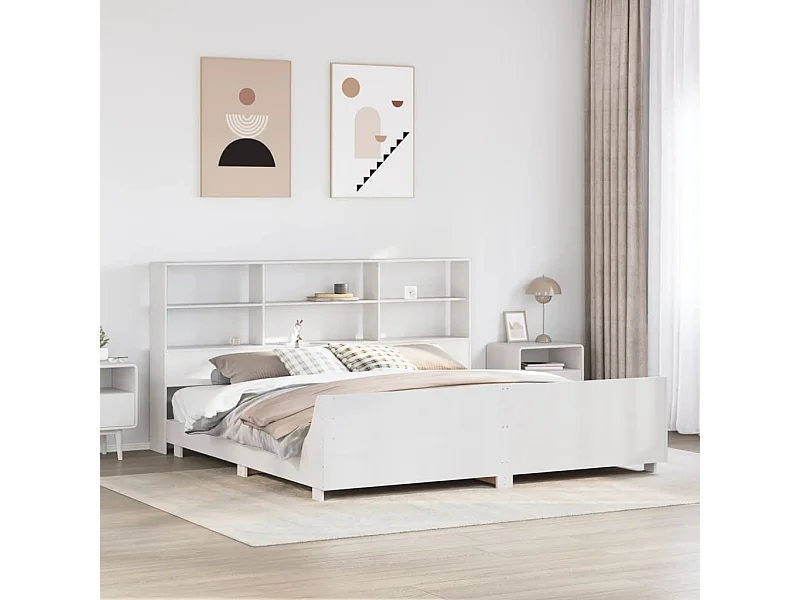 Cadre de lit sans matelas blanc 180x200 cm bois massif de pin