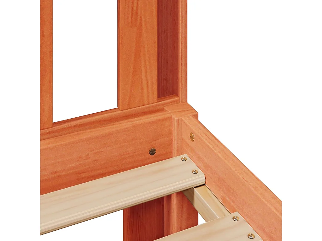 Cama con estantería sin colchón madera maciza marrón 150x200 cm