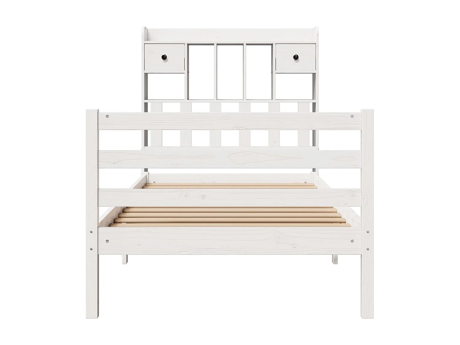 Cama con estantería sin colchón madera maciza blanco 90x200 cm