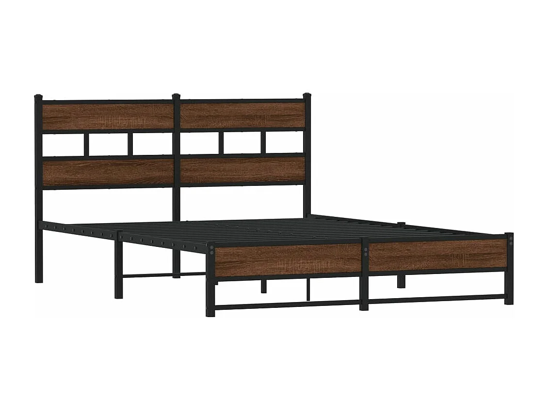 Estrutura cama sem colchão 150x200cm metal carvalho castanho