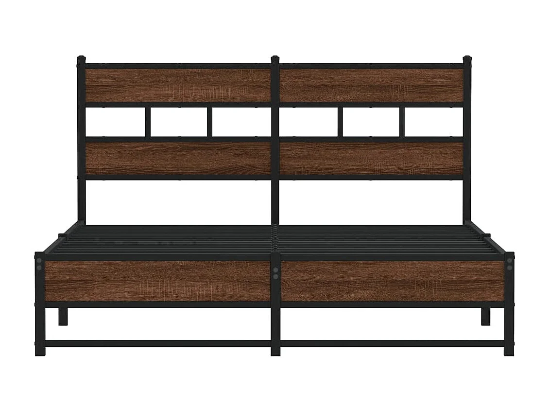 Estrutura cama sem colchão 150x200cm metal carvalho castanho