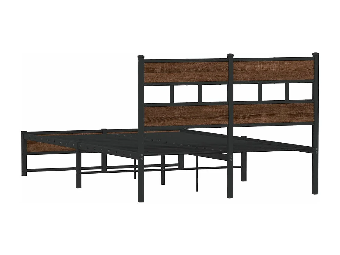 Estrutura de cama sem colchão 120x190cm metal carvalho castanho