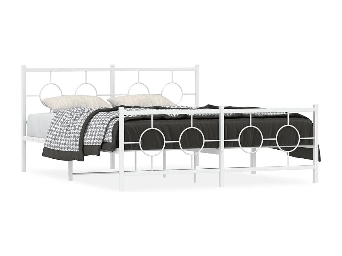 Estructura cama metal con cabecero y estribo blanco 160x200 cm