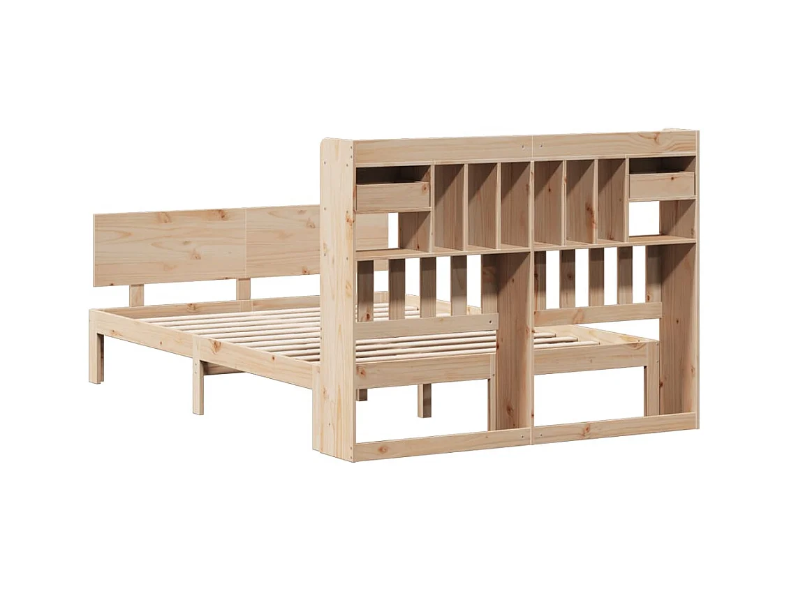 Cama con estantería sin colchón madera maciza de pino 150x200cm