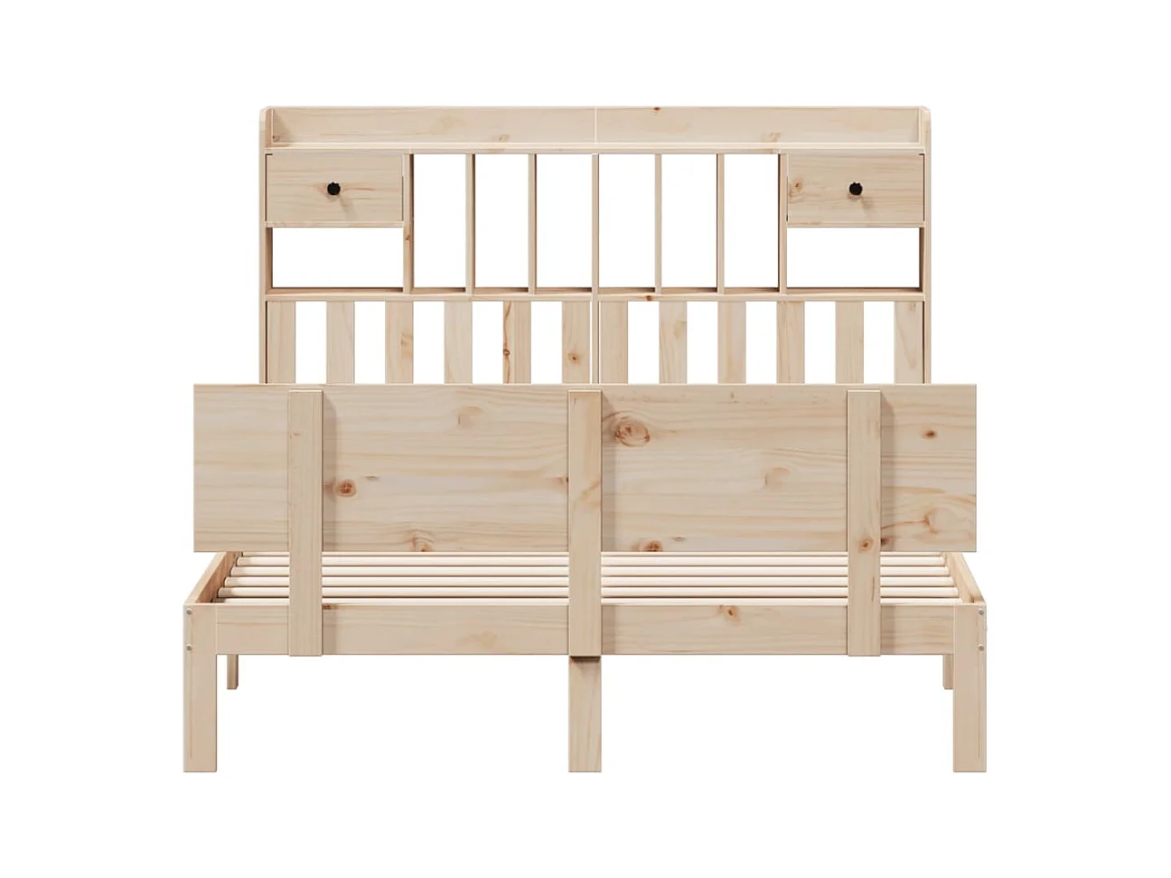 Lit bibliothèque sans matelas 150x200 cm bois massif de pin