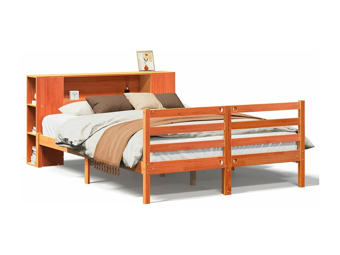 Cama com estante sem colchão 135x190 cm pinho maciço