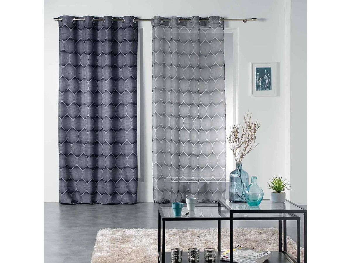 Rideau à Oeillets "Geodesie" 140x260cm Anthracite