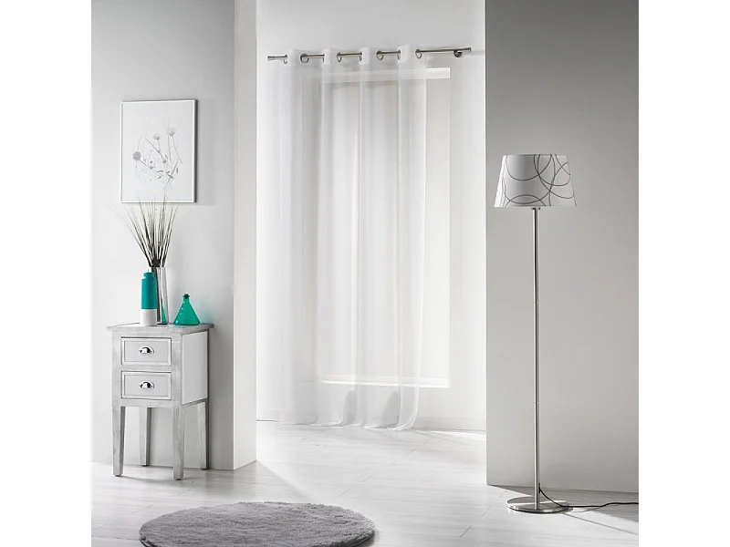 Rideau Voilage à Oeillets "Voiline" 140x240cm Blanc