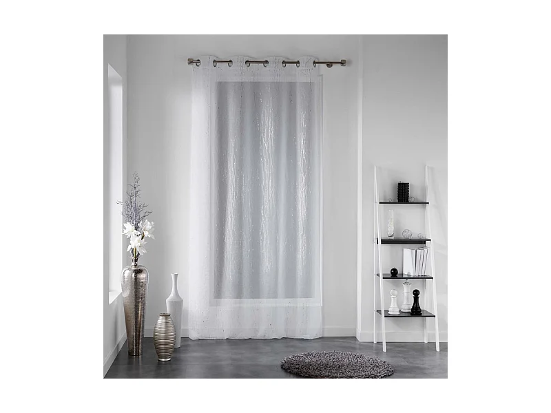 Panneau à oeillets - 140 x 240 cm - Voile sable applique - Filiane - Blanc