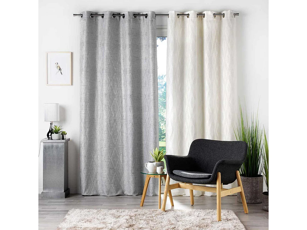 Rideau à Œillets Imprimé "Mezaline" 140x260cm Naturel