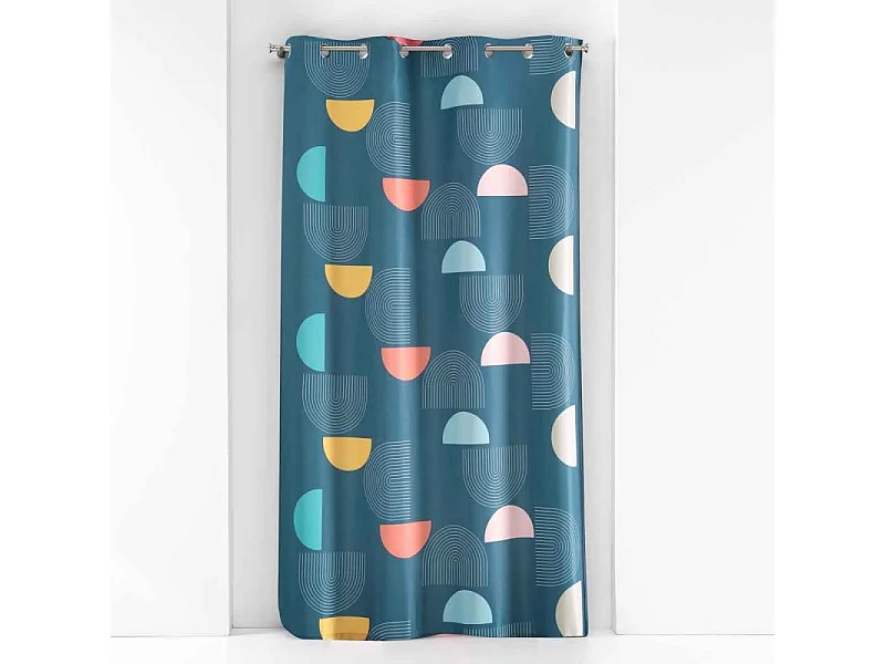 Rideau à Œillets Imprimé "Pop Art" 140x260cm Bleu