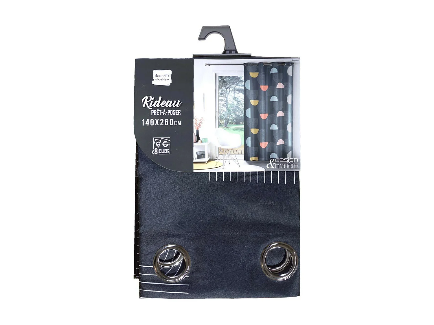 Rideau à Œillets Imprimé "Pop Art" 140x260cm Bleu