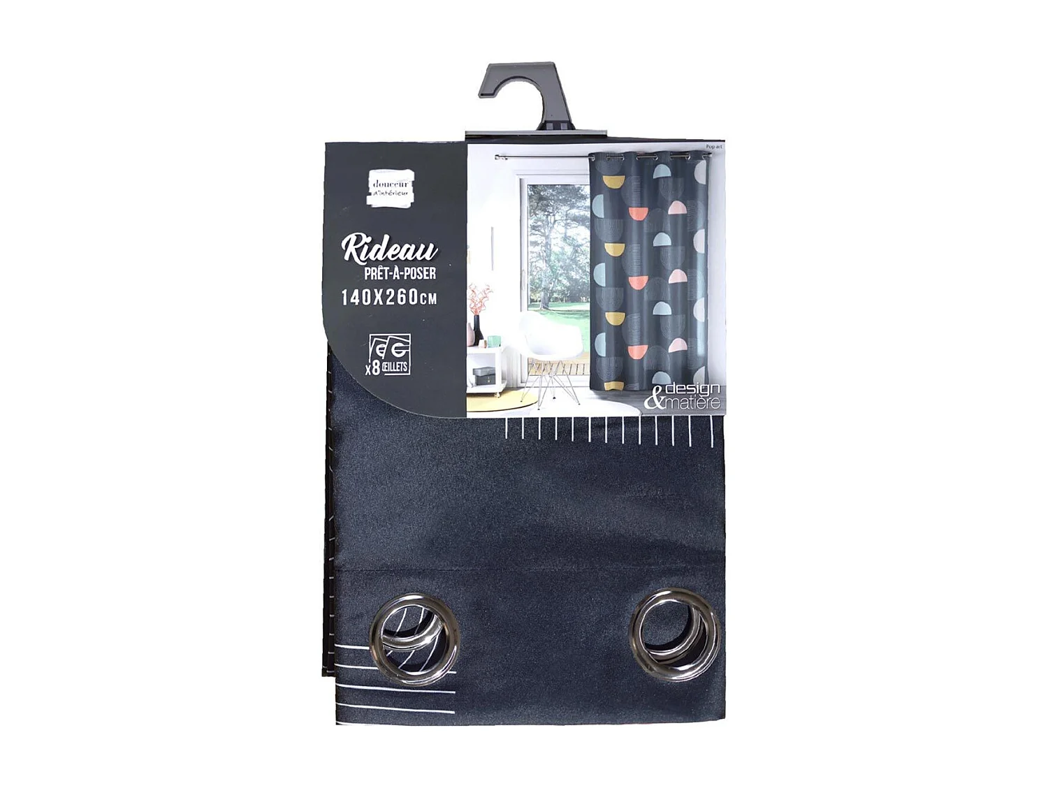 Rideau à Œillets Imprimé "Pop Art" 140x260cm Bleu