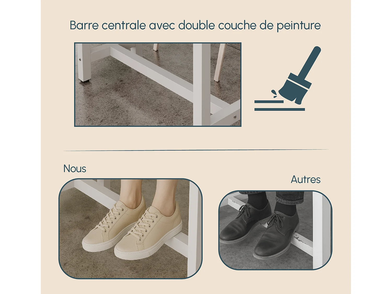 Table haute de cuisine et salle à manger en blanc et sonoma de 140x100x40 cm Ani