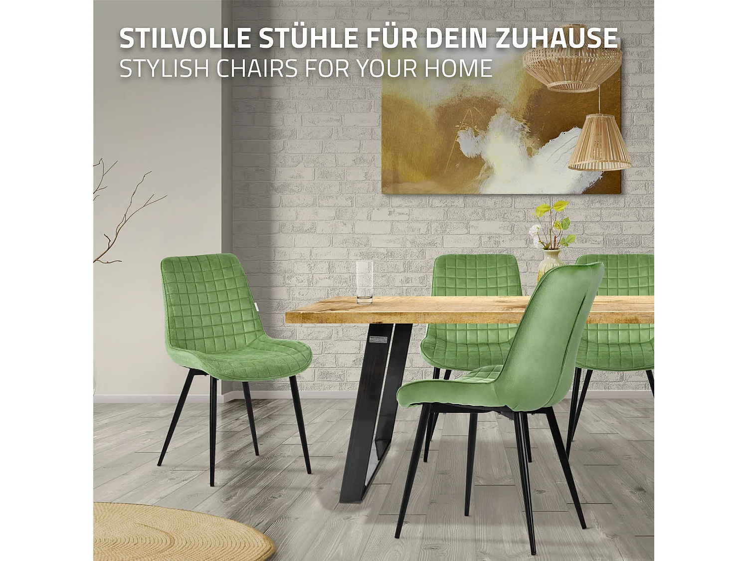 ML-Design 2x Sillas de comedor verde salvia tapizado aspecto terciopelo con resplado y patas metal sillón moderno acolchado para hogar oficina