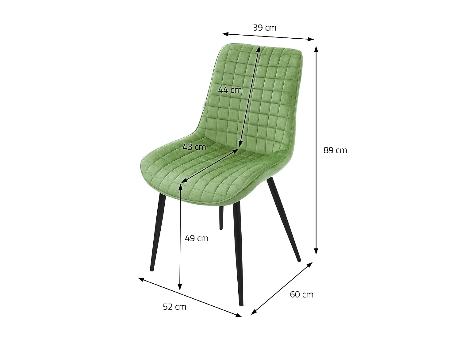 ML-Design 2x Sillas de comedor verde salvia tapizado aspecto terciopelo con resplado y patas metal sillón moderno acolchado para hogar oficina