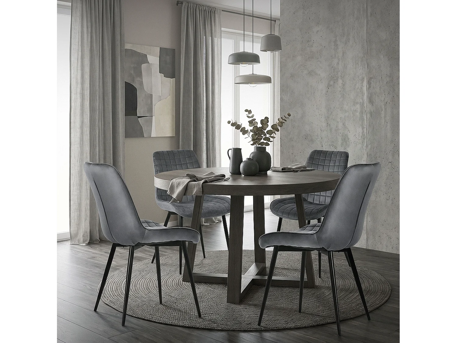 ML-Design Sedie da pranzo set di 4 antracite rivestimento in velluto sedia da cucina con schienale e gambe in metallo poltrone per ufficio soggiorno