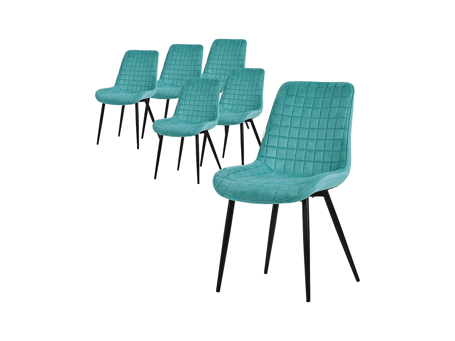 Lot de 6 chaises de salle à manger cuisine salon rembourrées en velours pétrole