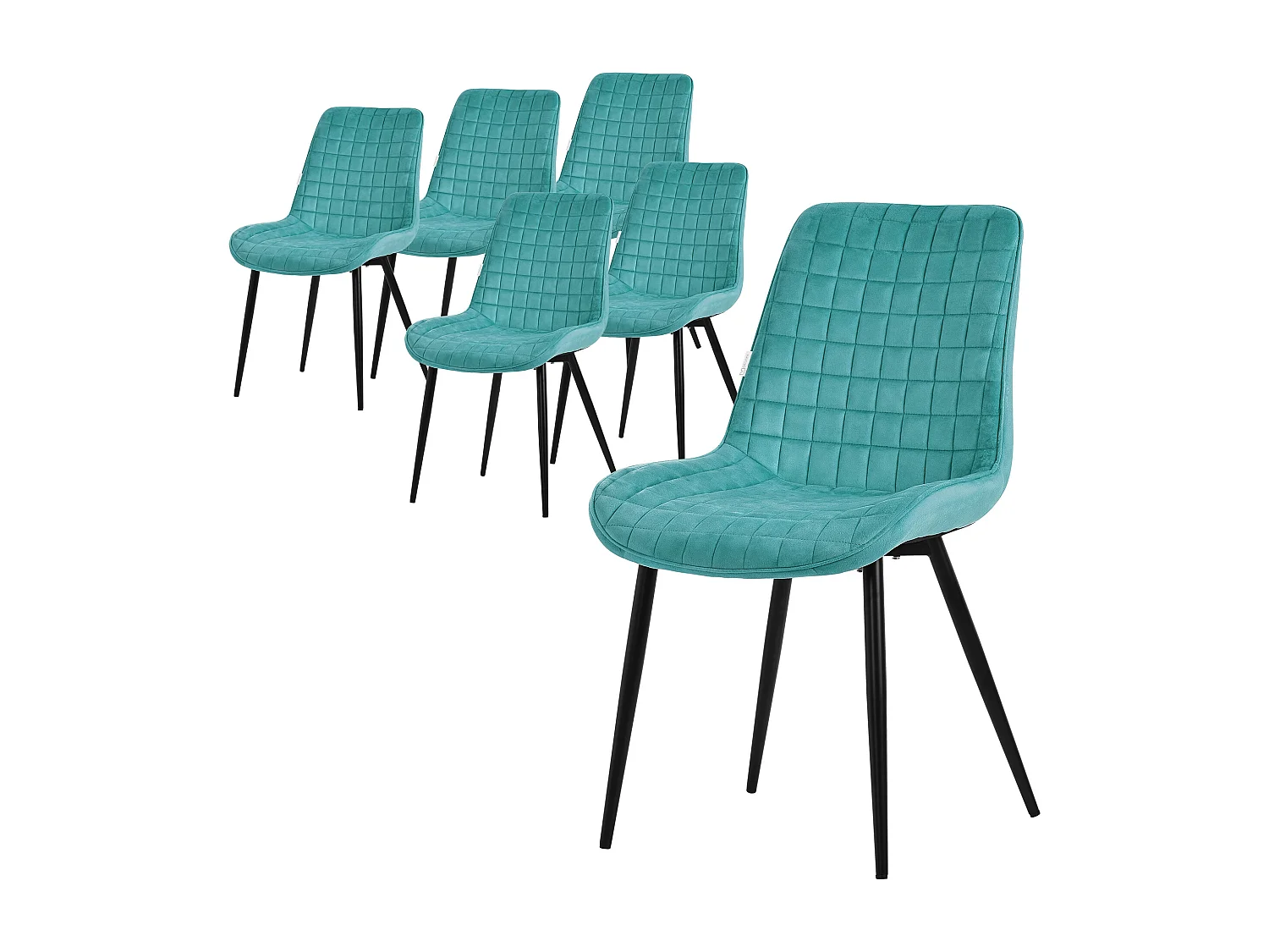 Lot de 6 chaises de salle à manger cuisine salon rembourrées en velours pétrole